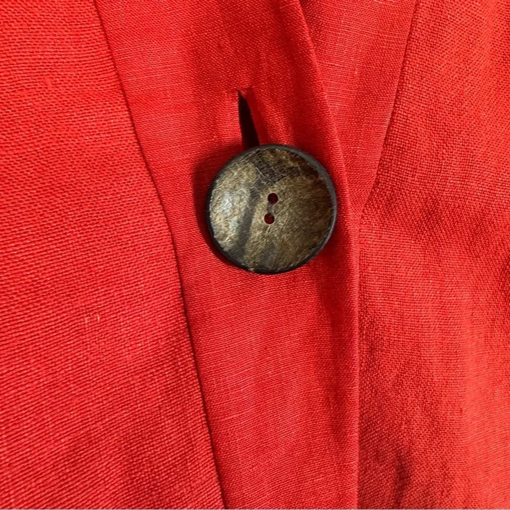 Lafayette 148 Red Linen Lagenlook One Button Blazer Jacket Lightweight  Size S - Picture 6 of 15